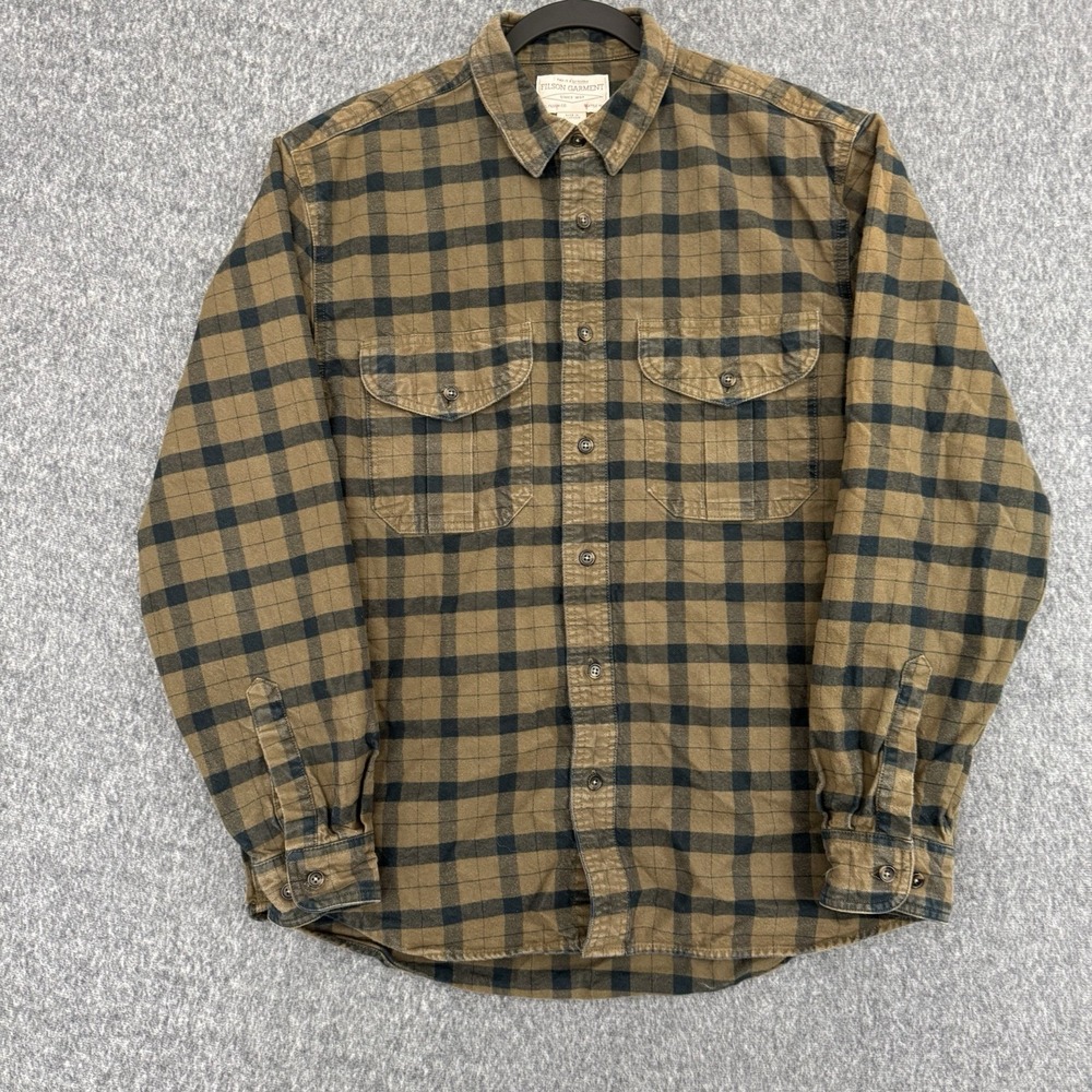Filson Alaskan Guide Shirt Men's M Green Black Plaid Cotton Flannel 12006